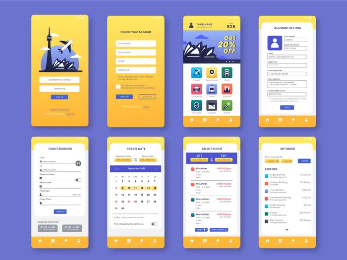 Mobile App UI Screens