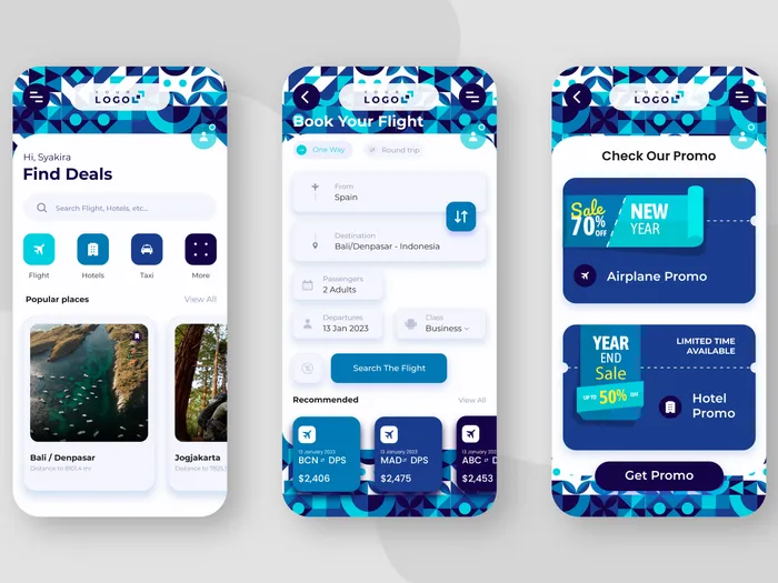 Travel App Booking Screens